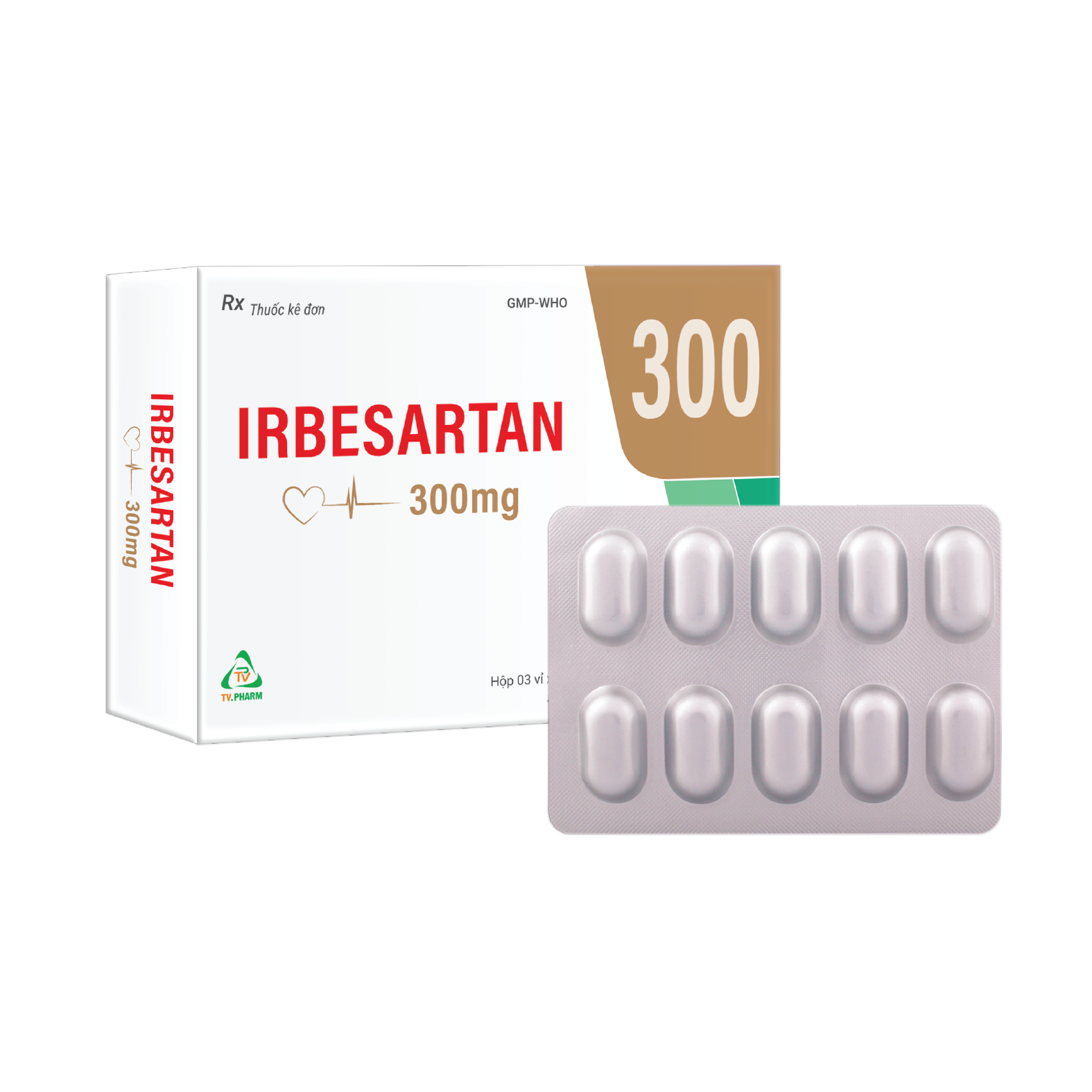 Viên nén bao phim Irbesartan 300mg V/10, H/30